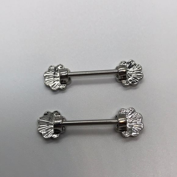 14 Gauge Pink & White Daisy Flower Hippie Nipple - Picture 3 of 3